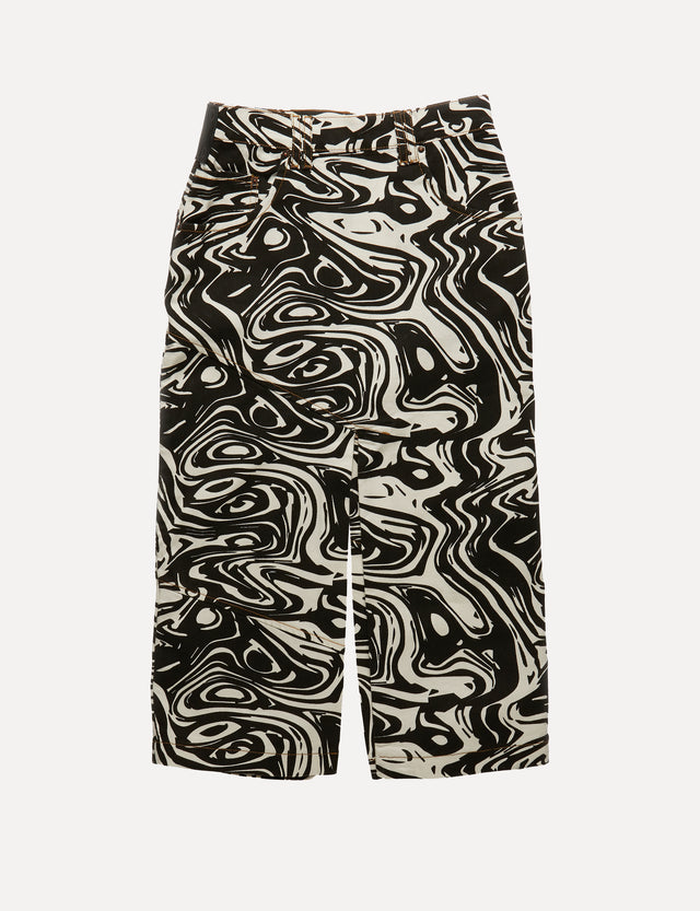 Ehola Monochrome Printed Midi Skirt
