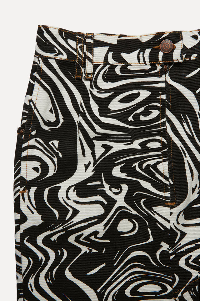 Ehola Monochrome Printed Midi Skirt