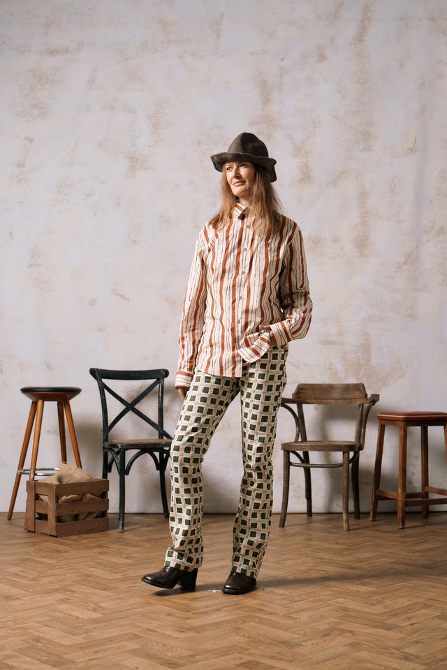 RAI printed denim trousers