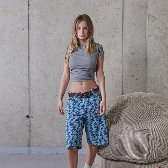 Azar Unisex Blue Waves Printed Shorts
