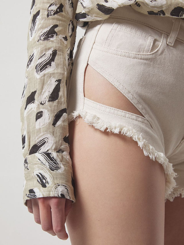 Zayin Cut-Out Denim Shorts