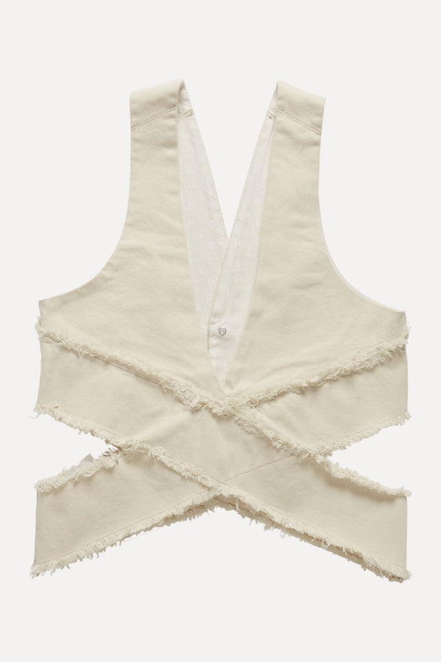 Gabrit Cut-Out Off-White Denim Vest