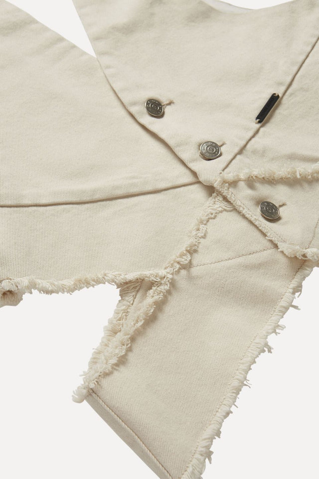 Gabrit Cut-Out Off-White Denim Vest