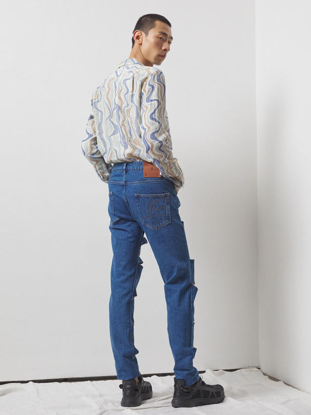 Moore Cut-Out Blue Denim Jeans