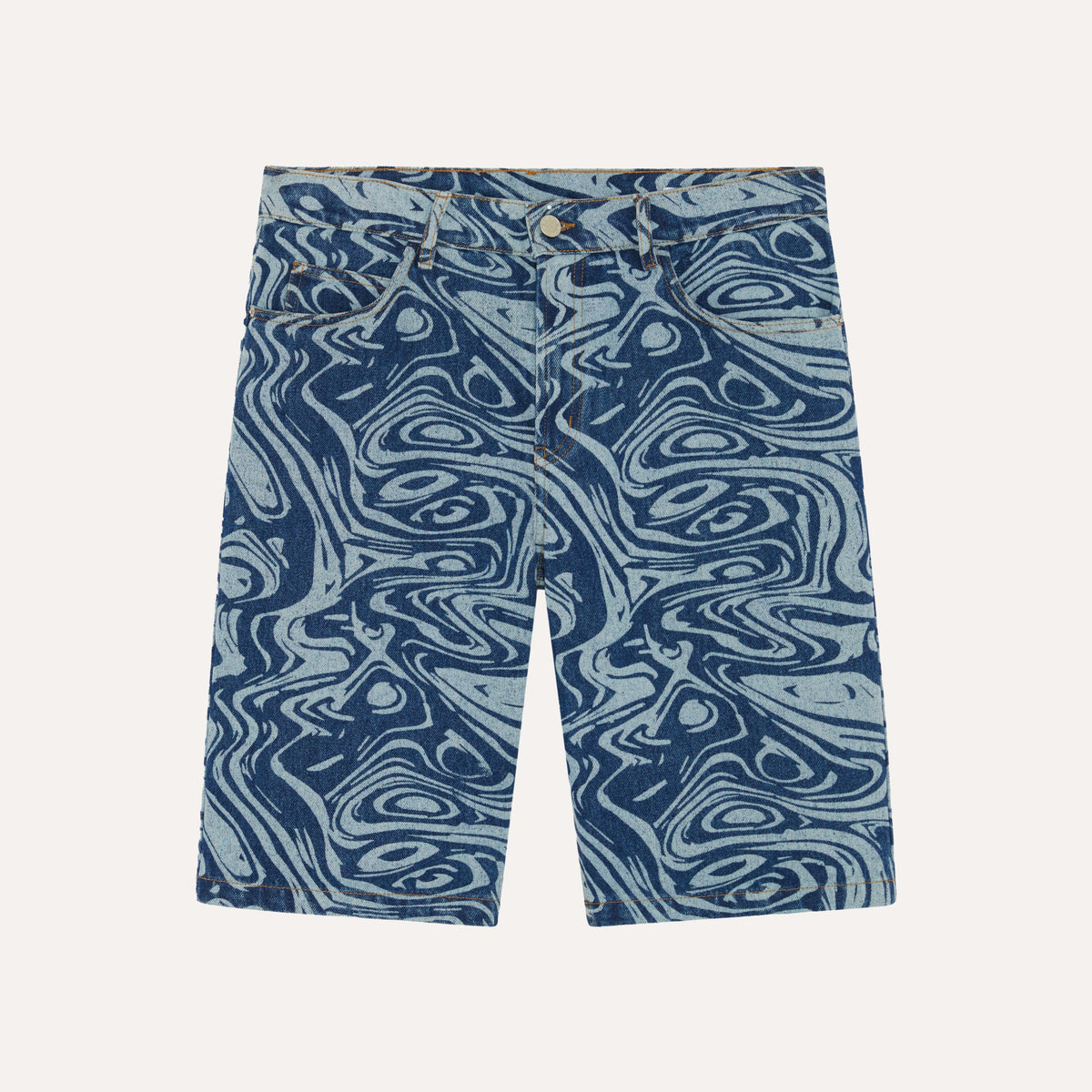 Mesmin Marble Printed Denim Shorts