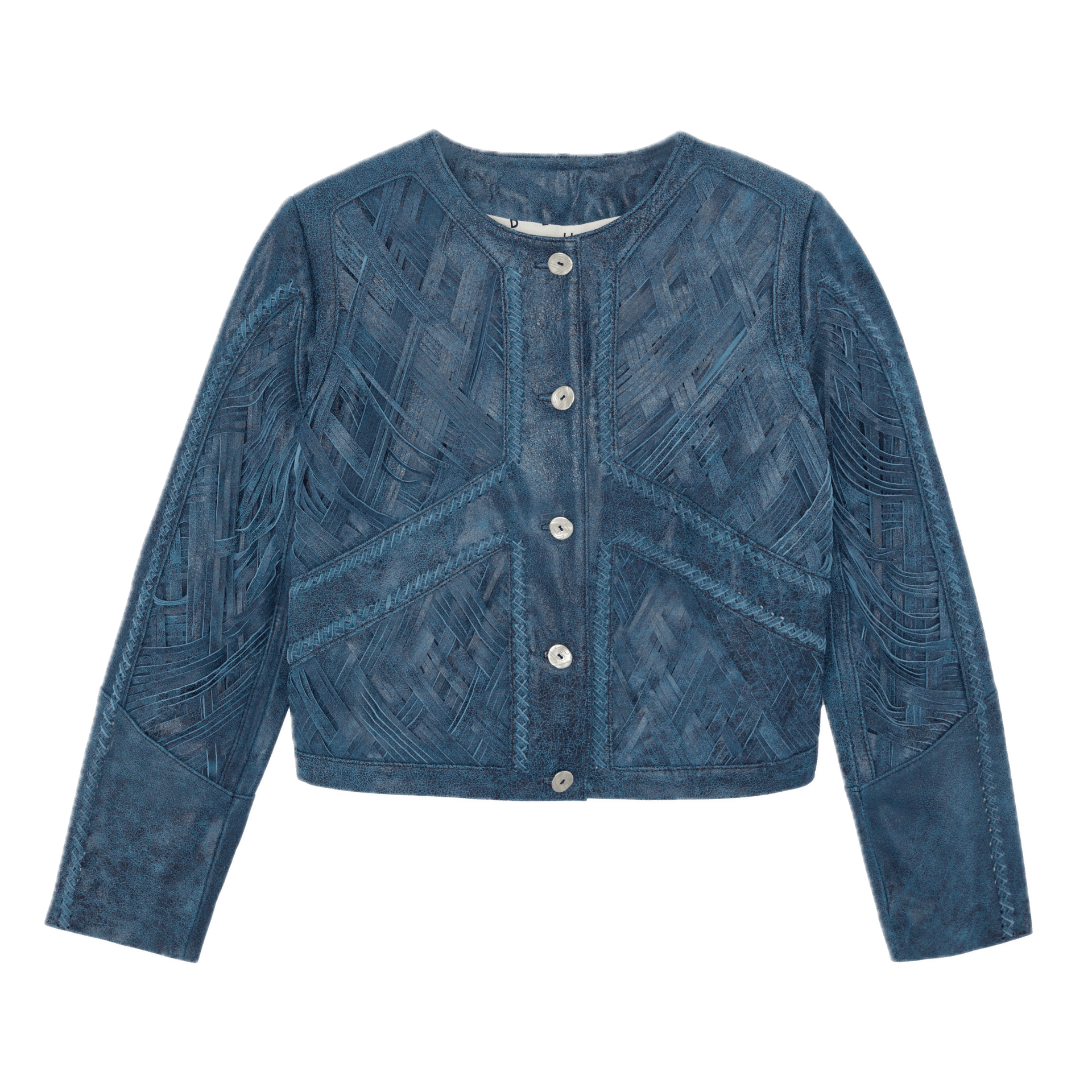 VAIHERE USED DENIM BRAIDED LEATHER JACKET​