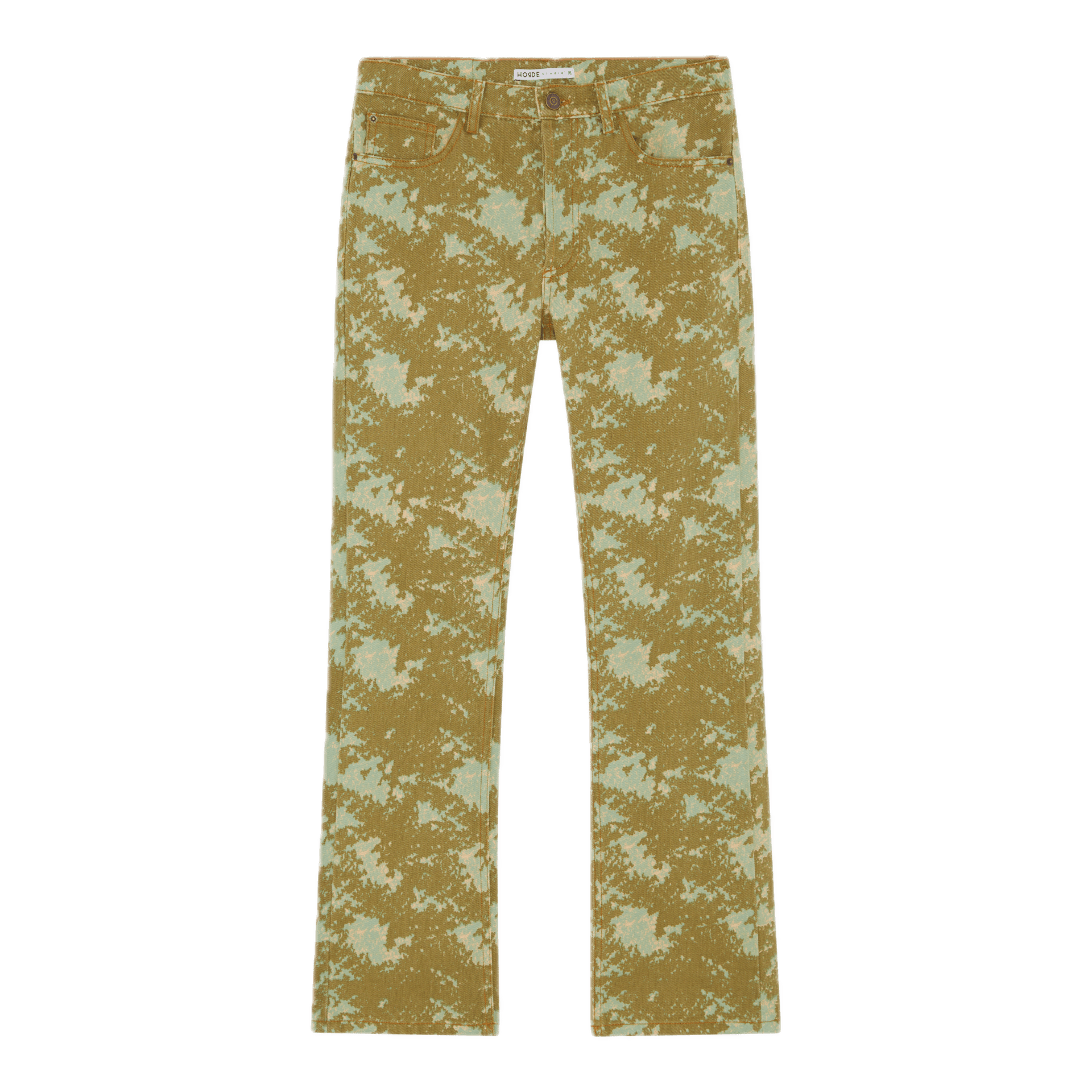 RAI GREEN LEAFS PRINTED REGULAR CUT DENIM